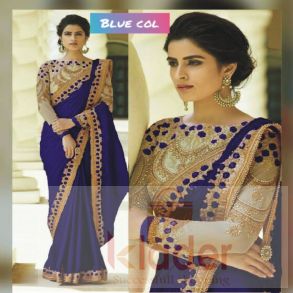 rangoli designer saree design blue