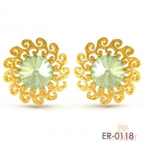 Rich Lady Ethnic Design Light Green Gold Finish Tops