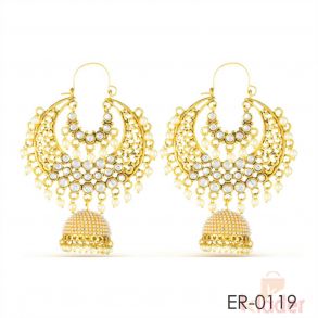Rich Lady Jhumki Stylist Pearl Fancy Gold Finish Dangle Earrings