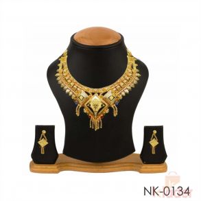 Gold Plated Traditional Neckalce with Earrings