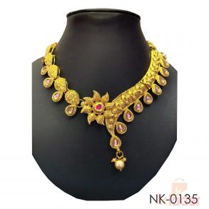 Women Copper Necklace Set with Earrings and Tika