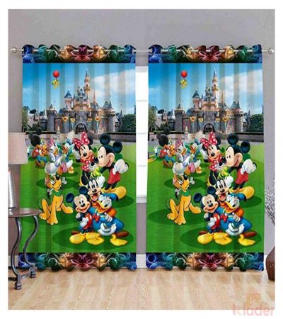 Best Quality Micky Mouse Digital Print Curtain Size 4x7ft 2 Pieces